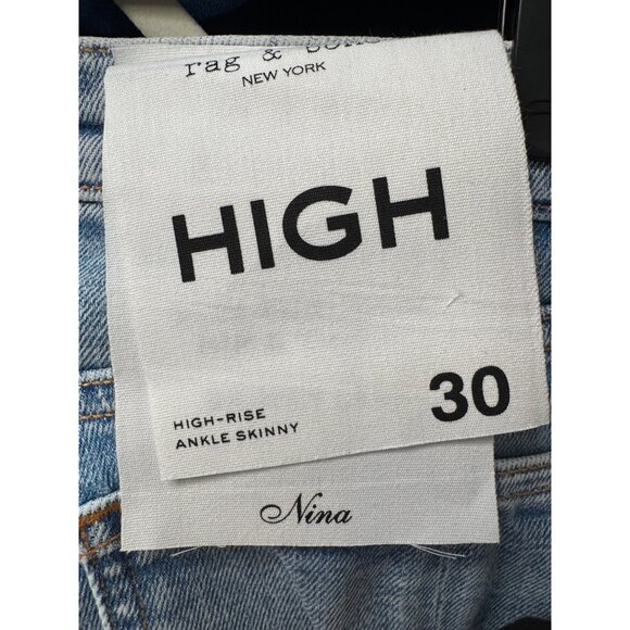 Rag Bone Nina High Rise Ankle Crop Size 30 Jeans Ankle Skinny NWT Wells Holes $2 - Picture 5 of 11